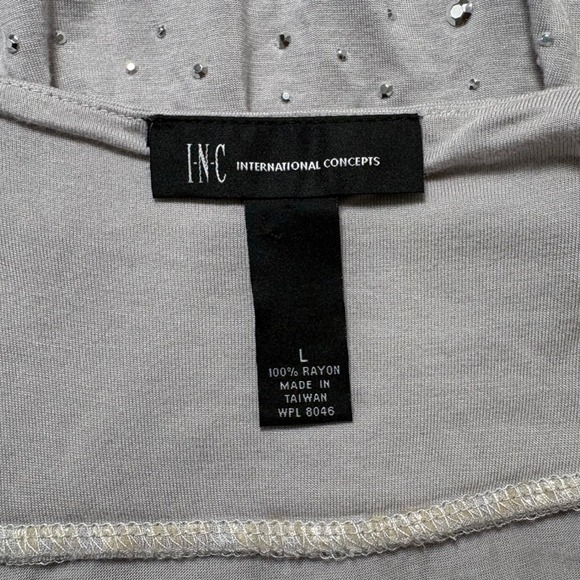INC International Concepts Gray Rhinestone Tiered Knit Cami Dress Large - Picture 4 of 4